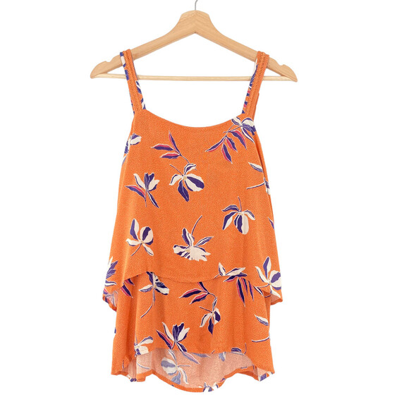 Bobeau Double Layer Tank Top In Rust Floral Size XS - Picture 7 of 7